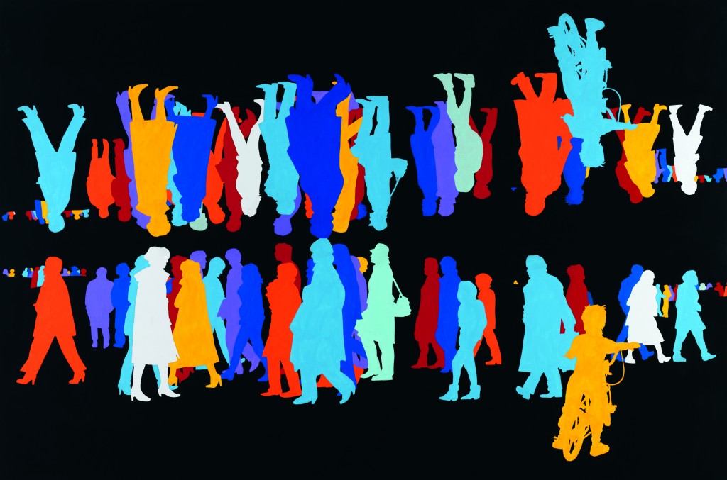 Corps à corps, bleu, Paris-Sienne, 2003-2006 Série « Sens dessus dessous » Huile et peinture acrylique sur toile, 205 x 310 cm Centre Pompidou, Musée national d’art moderne, achat, 2007 © Gérard Fromanger, 2016 © Collection Centre Pompidou, MNAM-CCI/Dist. RMN-GP photo Philippe Migeat