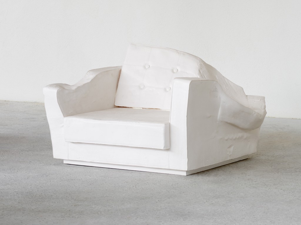 Erwin Wurm Triple Seat (Fauteuil White), 2015 Polyester, wood, acrylic paint. 15 kgs 60 x 87 x 96 cm (23,62 x 34,25 x 37,8 in) Ed. 1 of 5, (EW 1387.1)