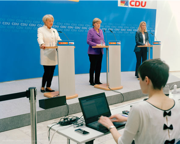 BerlinLundi 11 mai 2015, Maison Konrad Adenauer, Berlin, conférence de presse avec les présidents de la CDU de l’Allemagne, la Chancelière fédérale D.Angela Merkel, et Elisabeth Motschmann, la candidate CDU lors de l’élection de la ville-région de Brême