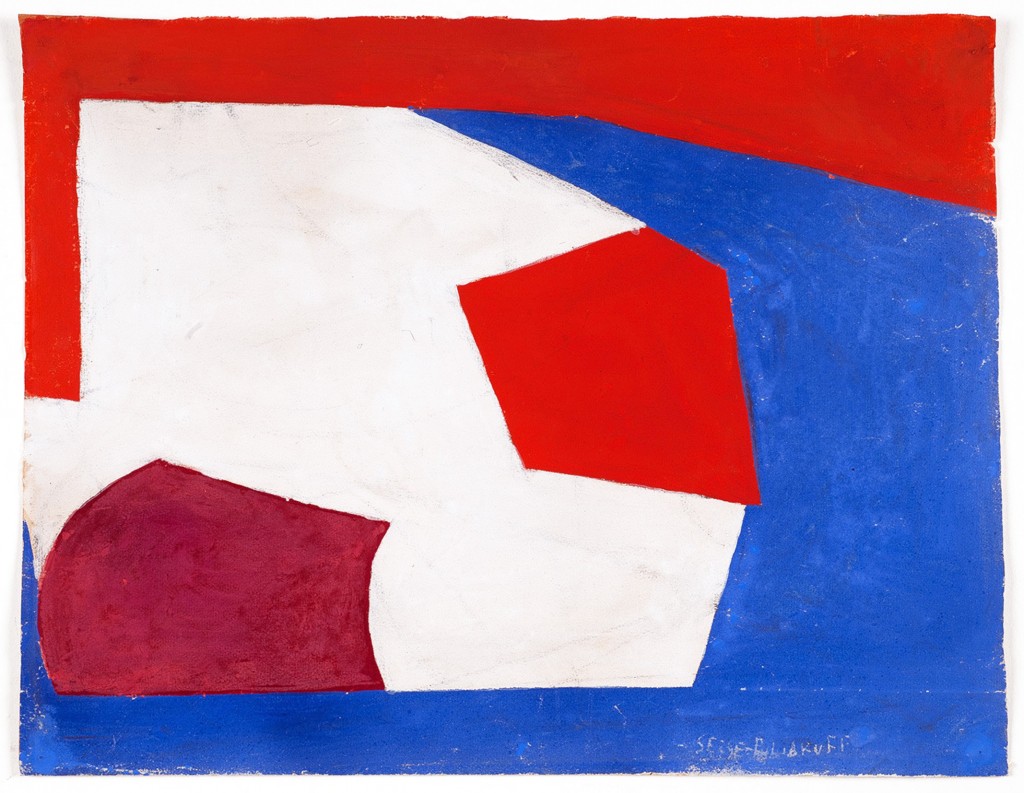  3/ GALERIE BERT Serge POLIAKOFF Bleu blanc rouge, 1950 gouache, 30 x 39 cm, signée en bas à droite Courtesy galerie Bert