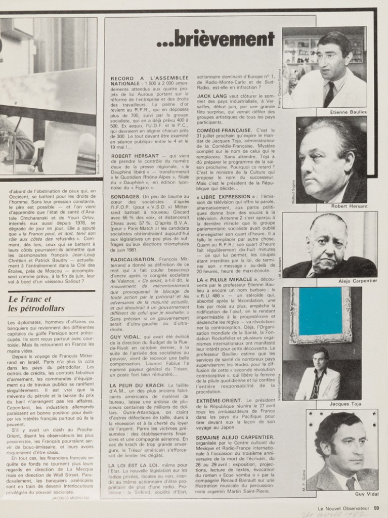 Ernest T., Le Nouvel Observateur, 24 avril 1982, 1982, peinture laquée sur pages de journal, 29,7 x 22,2 cm, courtesy Semiose